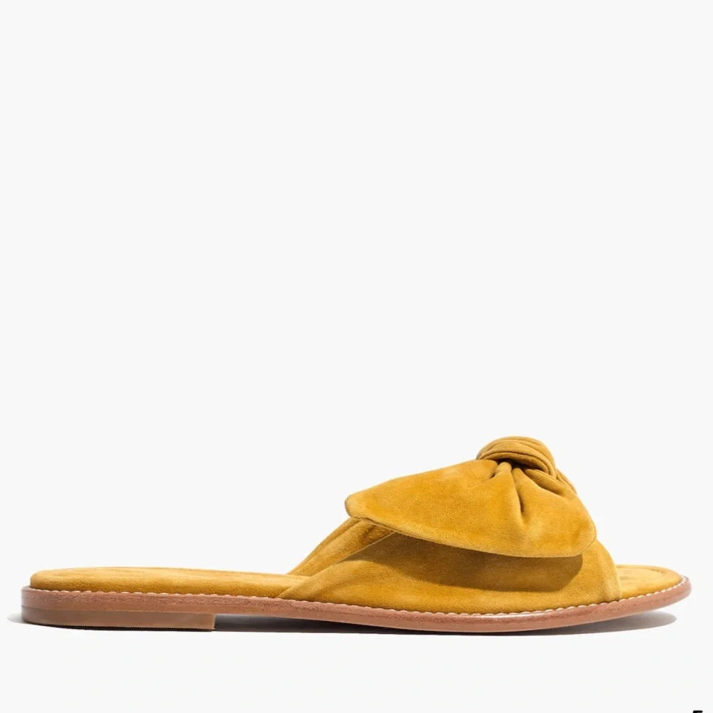 Madewell Mustard Tan Knot Slide Sandals